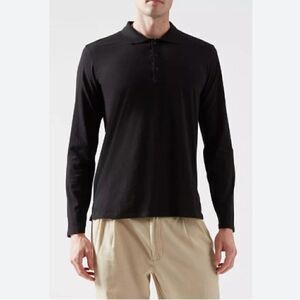 NWT Anthony Thomas Melillo ATM Black Long Sleeve Classic Polo Shirt